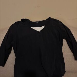 Croft & Barrow Women's Black Long Sleeve V-Neck Top